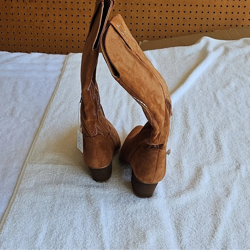 J.Adams Shoes Roundup Brown Suede Knee High‎ Side Zip Pointed Toe Women 6